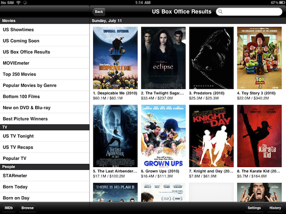IMDB on iPad